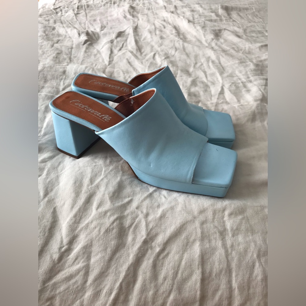 L’Intervalle Blue Heeled Sandals Block Heel 10